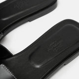 Hermès Oran Black Box Calfskin Sandals