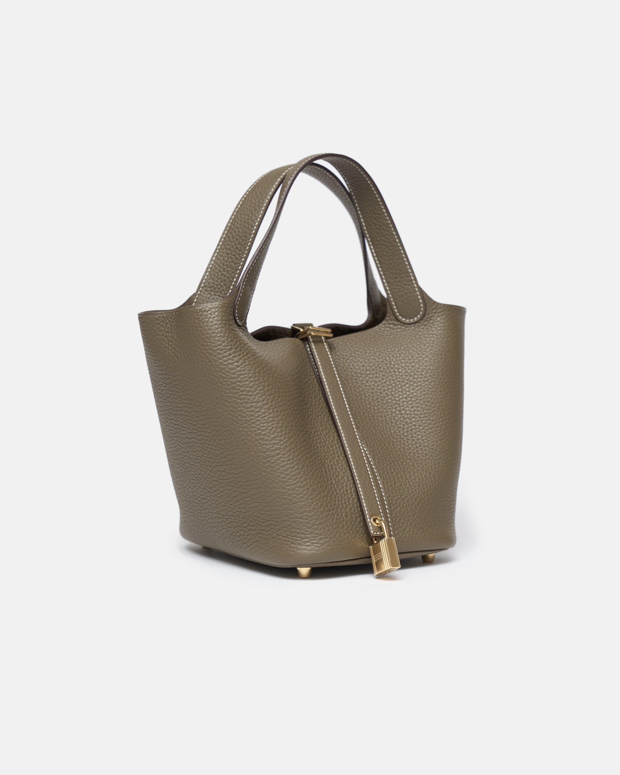 Hermès Mini Picotin 18 Etoupe Clemence GHW