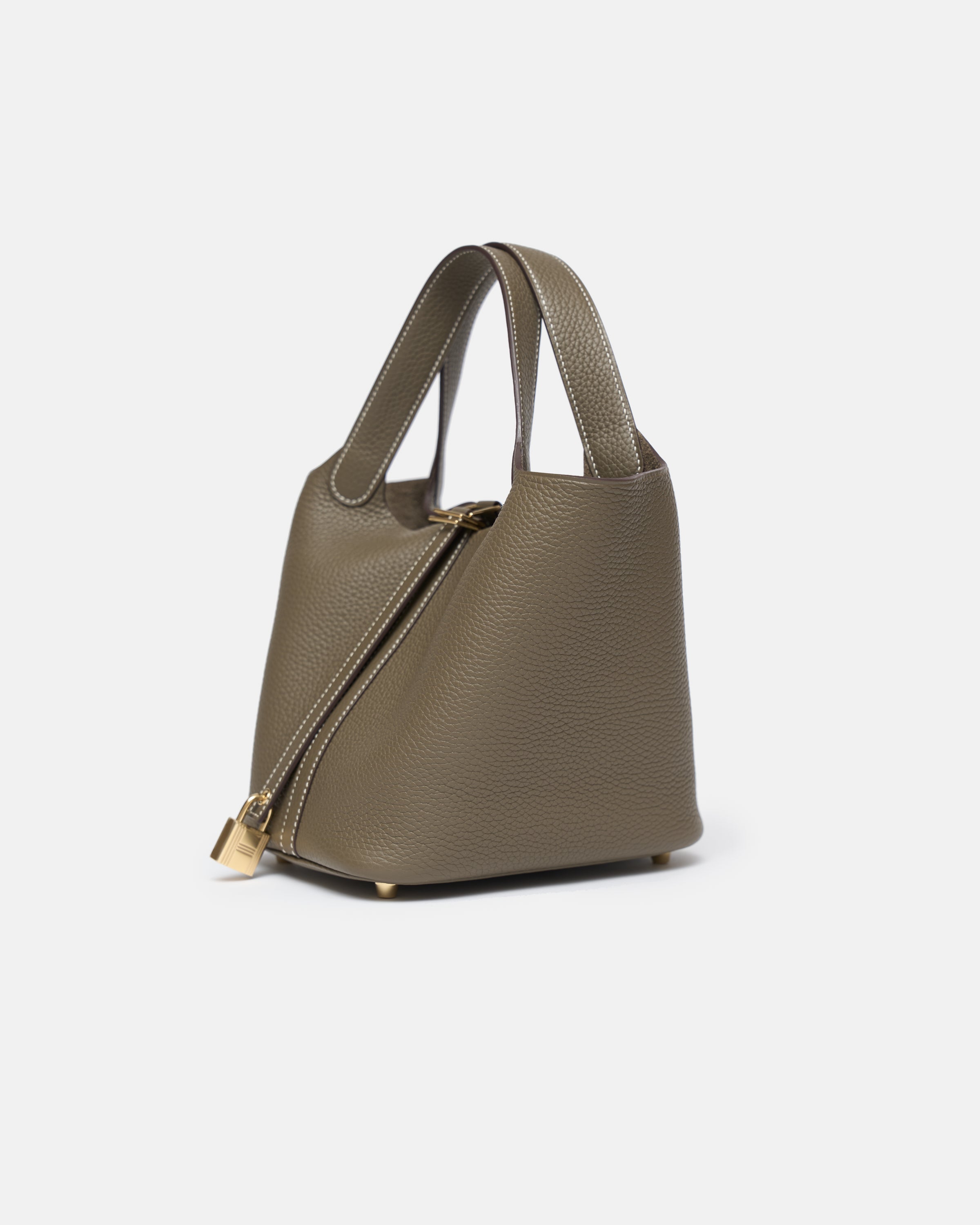 Hermès Mini Picotin 18 Etoupe Clemence GHW