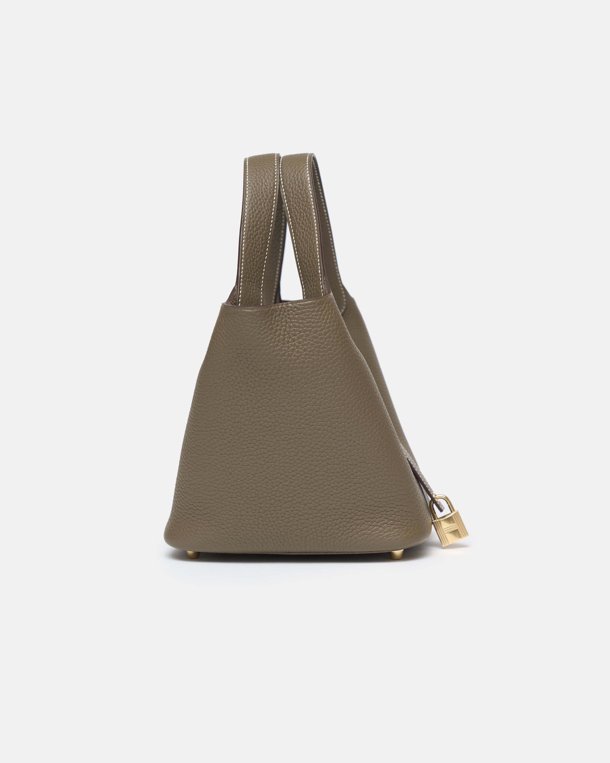 Hermès Mini Picotin 18 Etoupe Clemence GHW