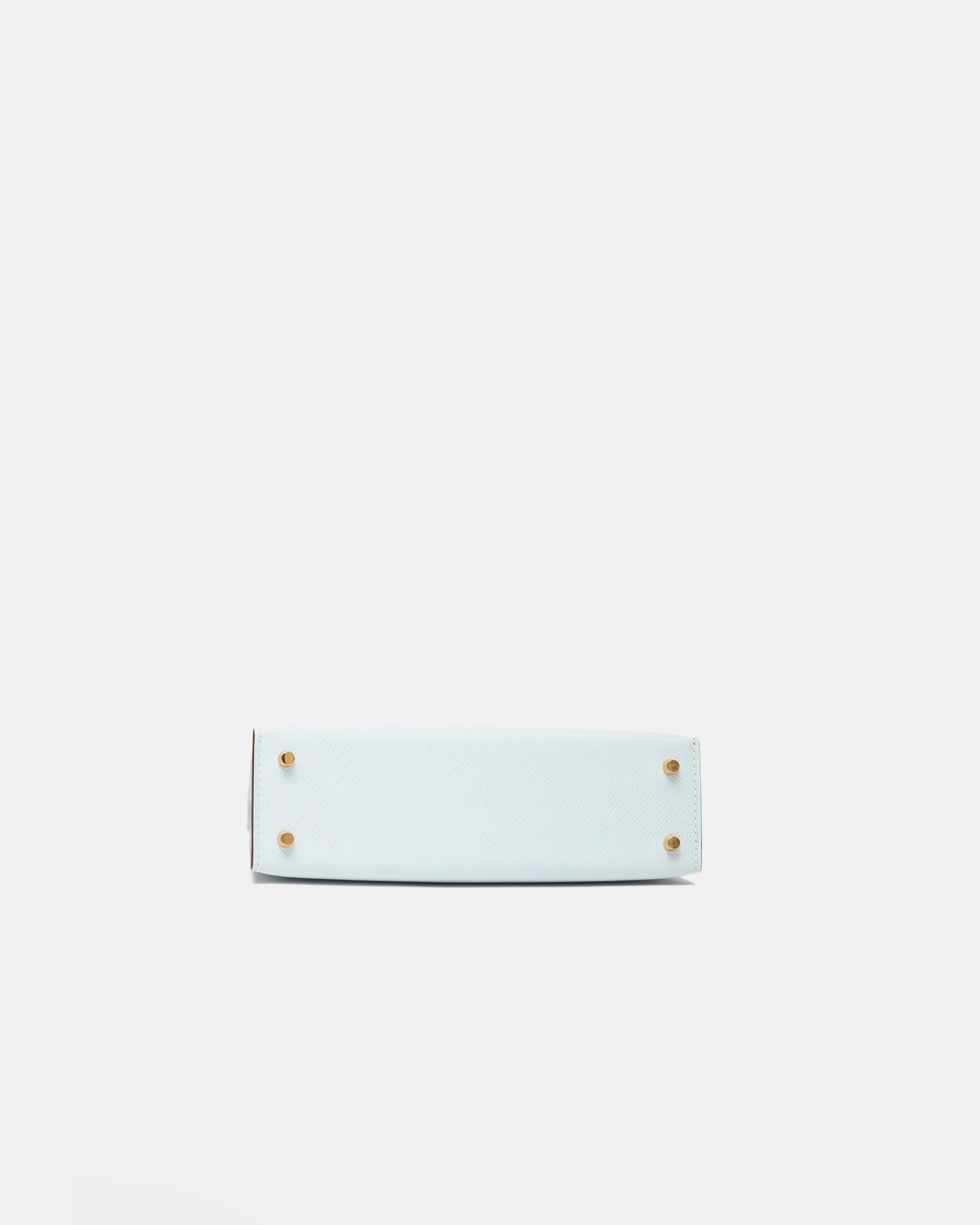 Hermès Mini Kelly 20 Bleu Brume GHW