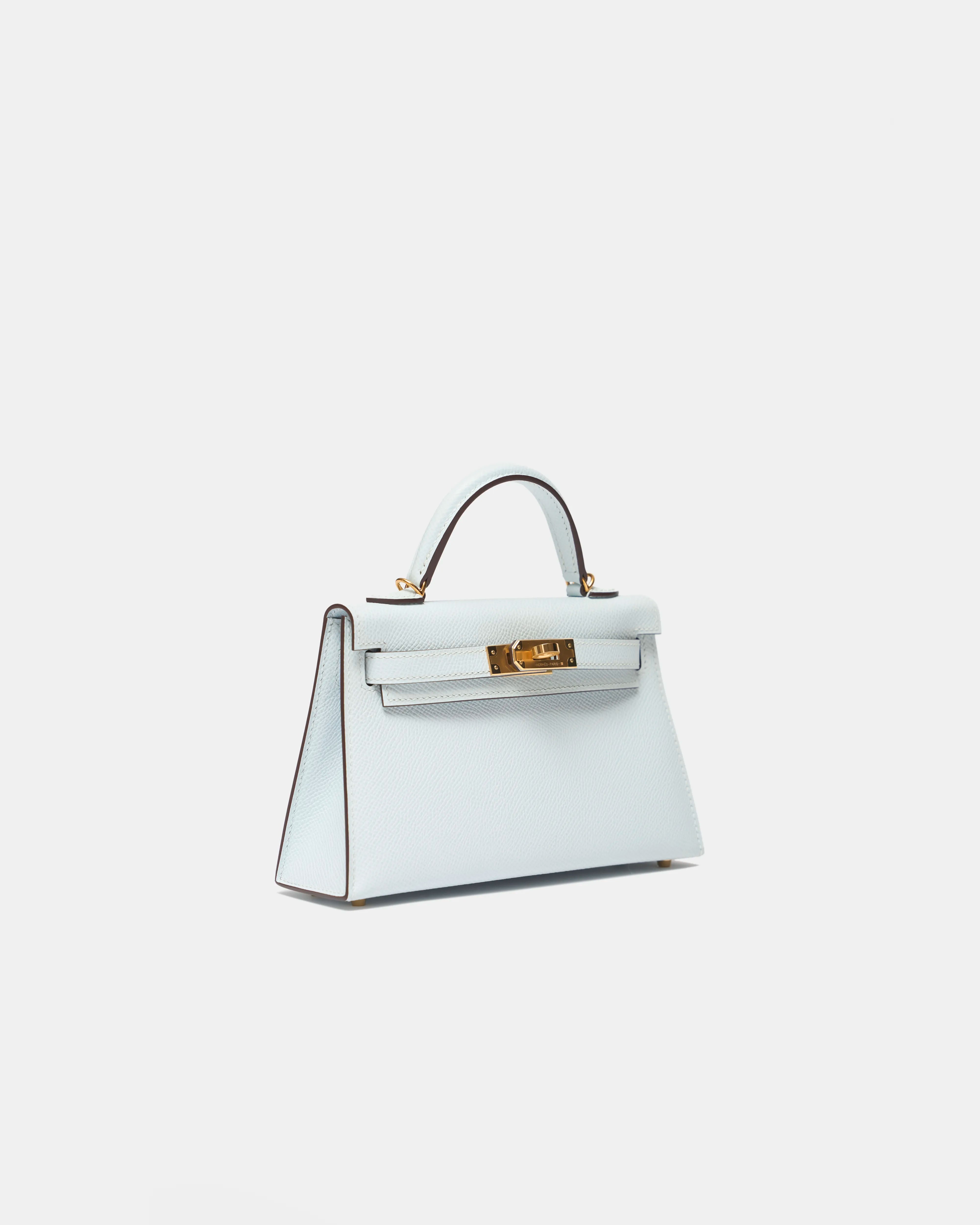 Hermès Mini Kelly 20 Bleu Brume GHW