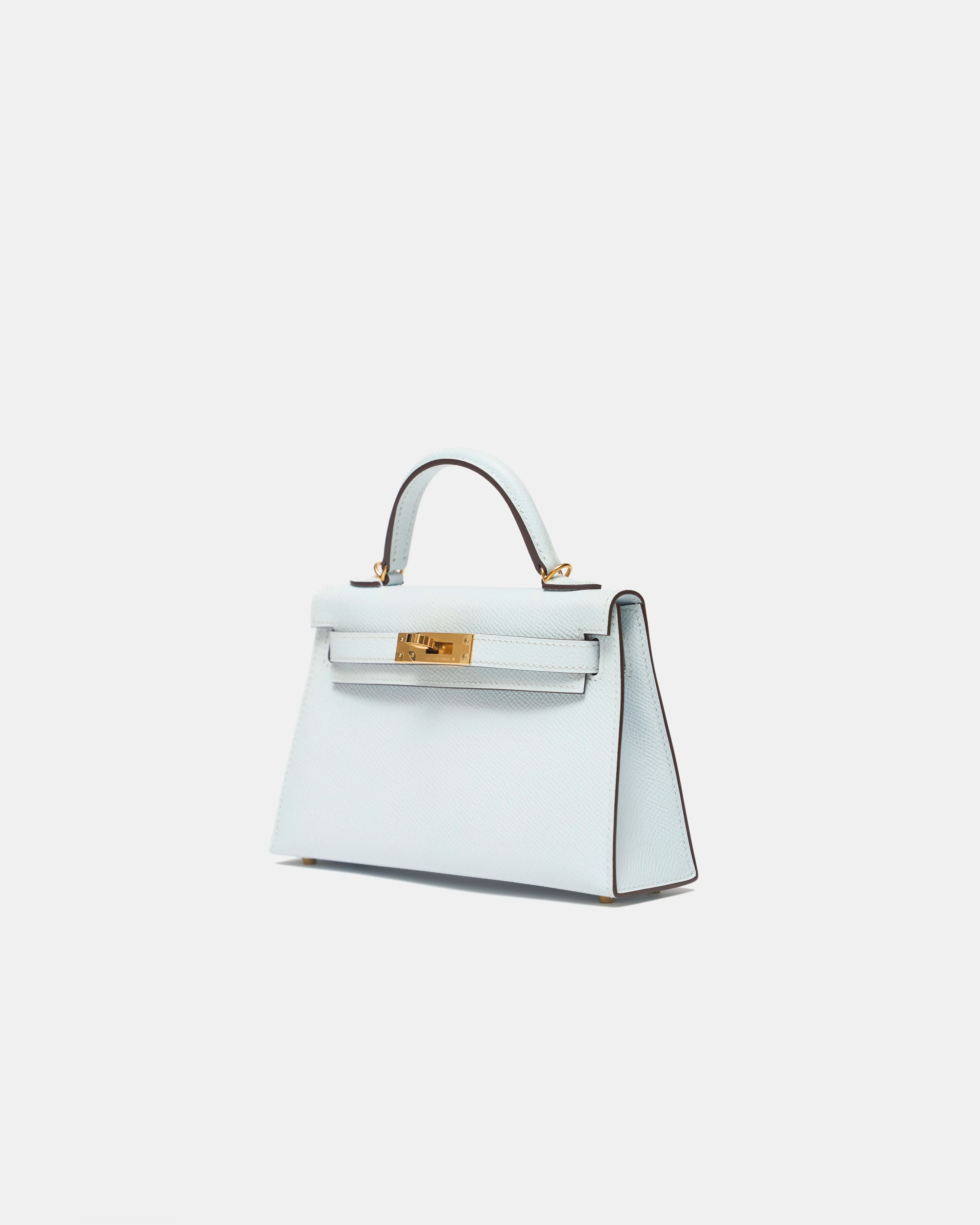 Hermès Mini Kelly 20 Bleu Brume GHW