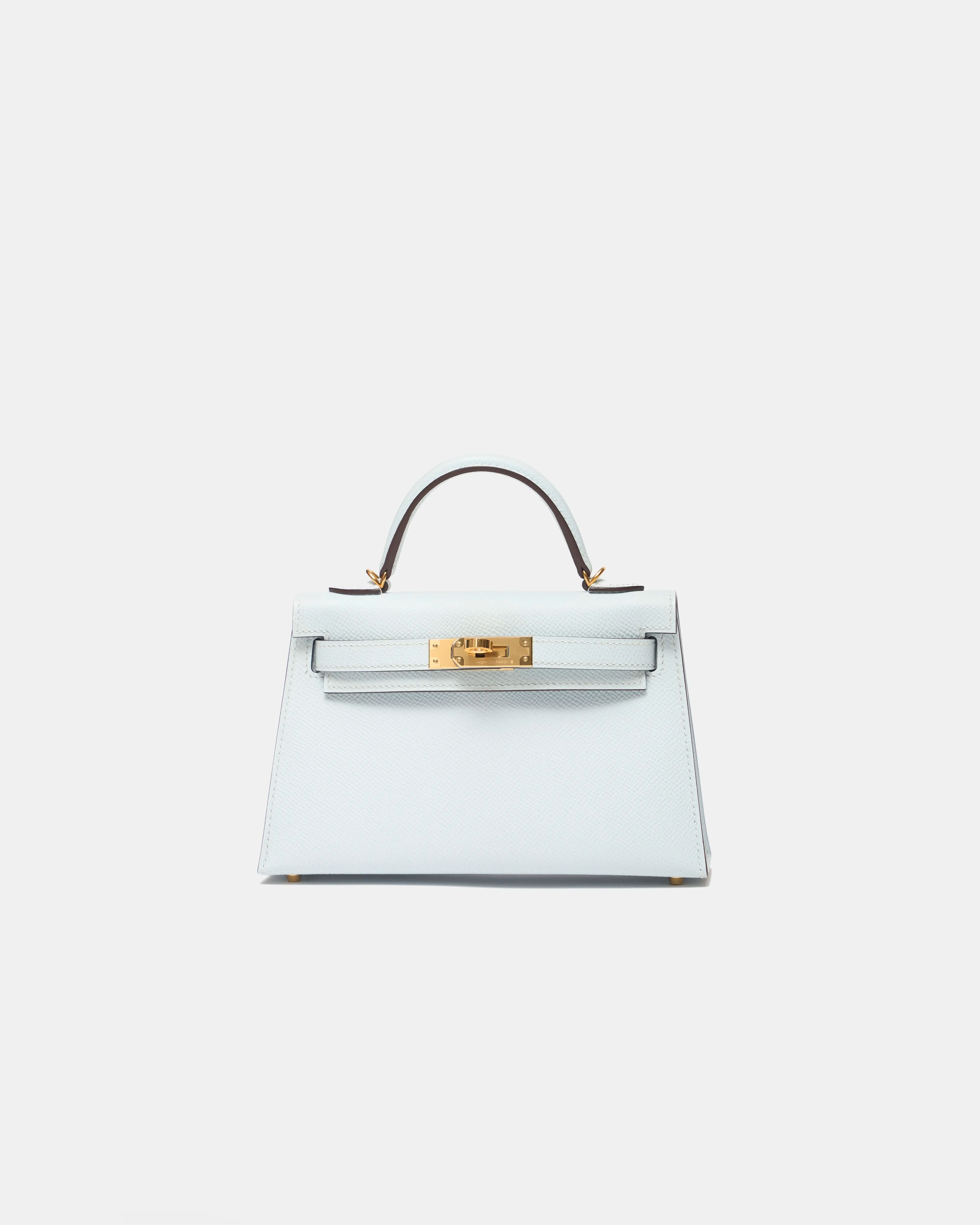 Hermès Mini Kelly 20 Bleu Brume GHW