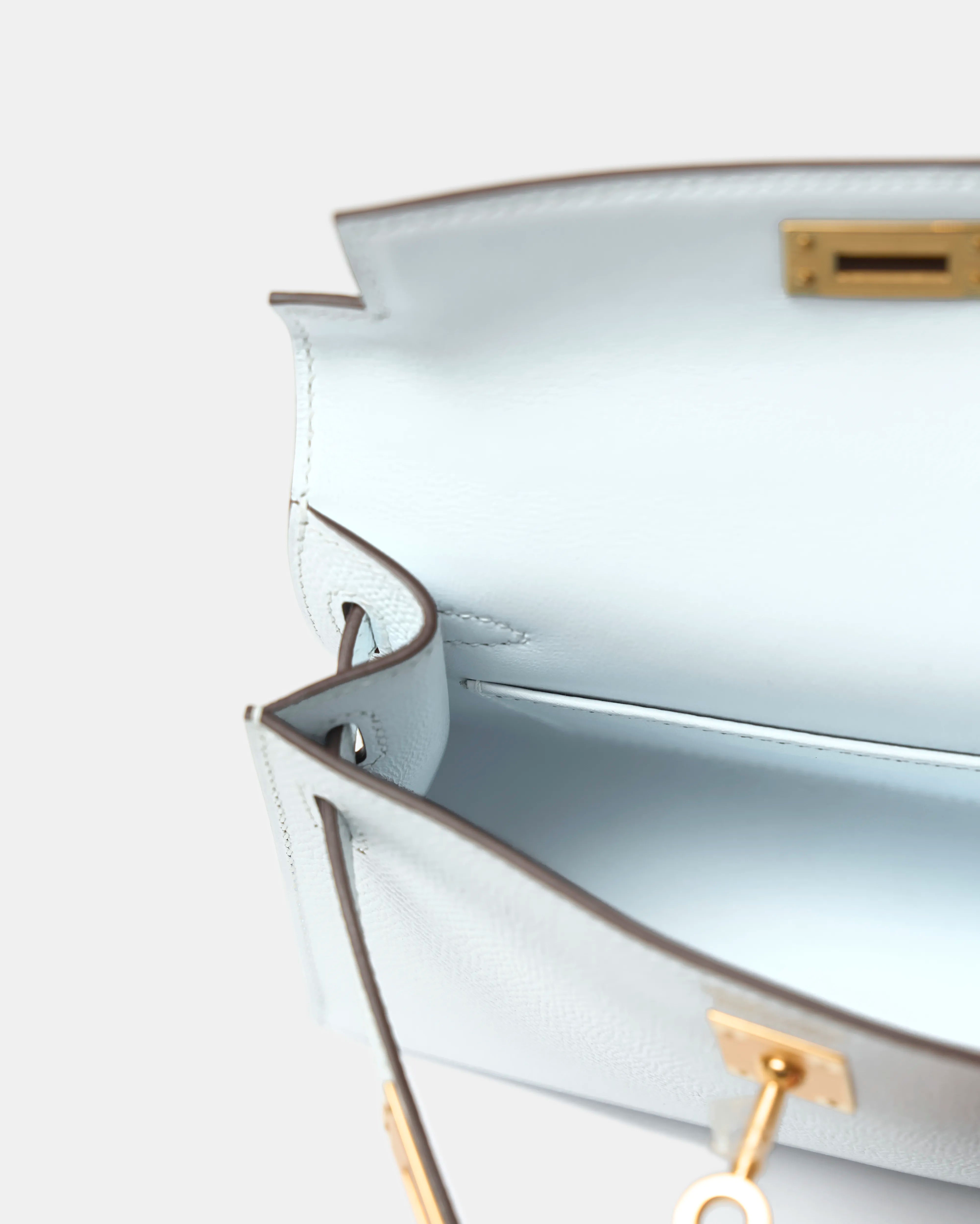 Hermès Mini Kelly 20 Bleu Brume GHW