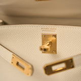 Hermès Mini Kelly 20 Craie Epsom GHW