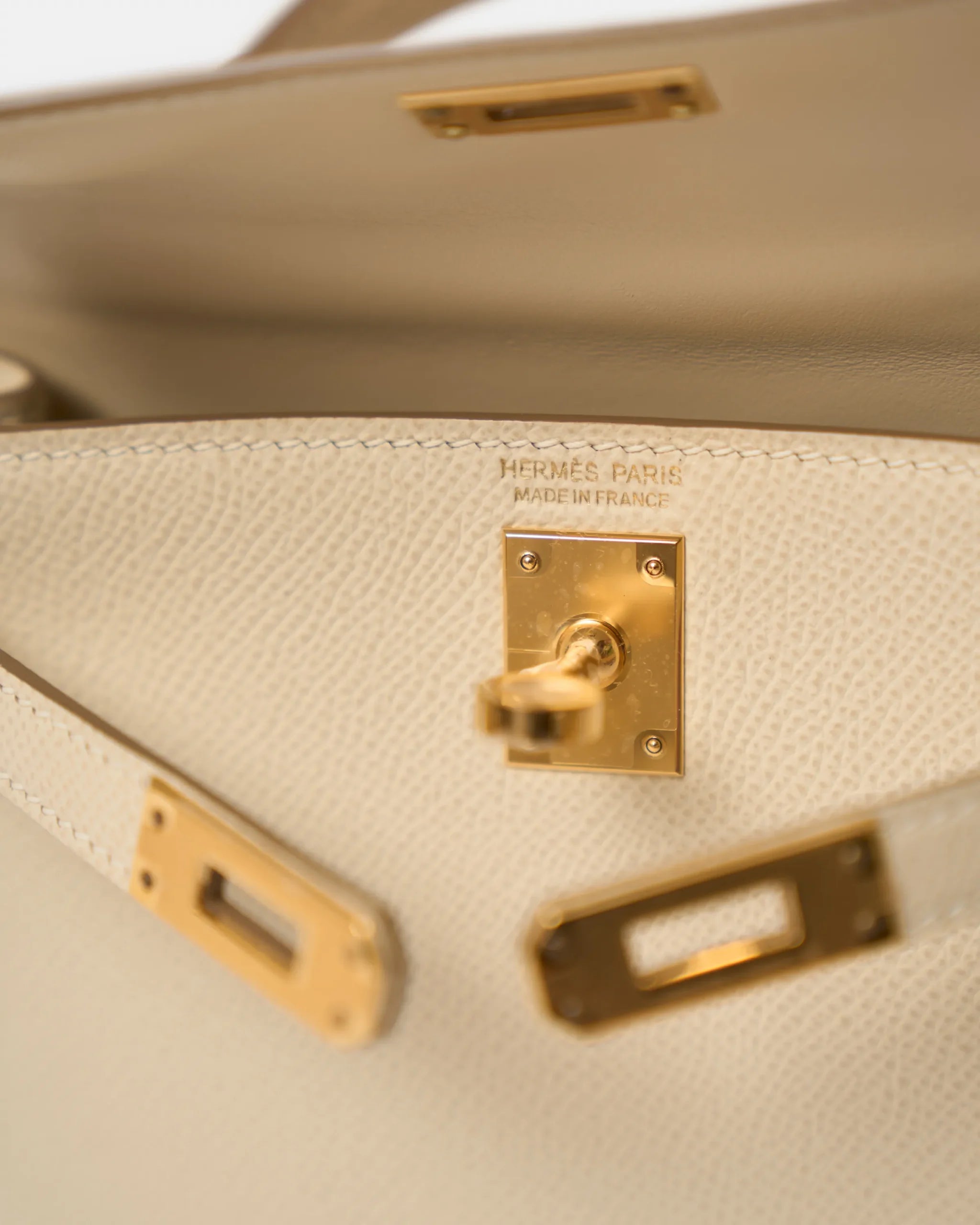 Hermès Mini Kelly 20 Craie Epsom GHW