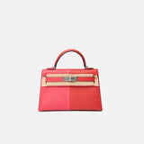 Hermès Mini Kelly II 20 Casaque Rose Extreme, Rouge de Coeur & Bleu Zanzibar Epsom PHW
