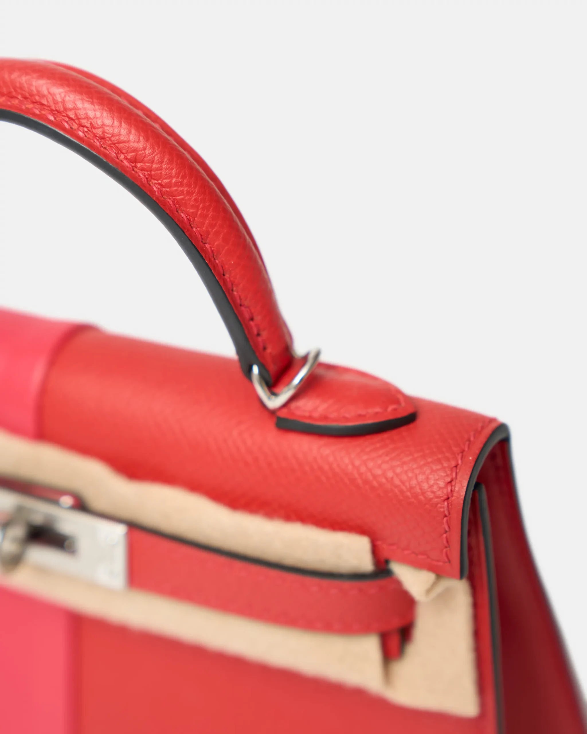 Hermès Mini Kelly 20 Tricolor RedPink Blue Interior Epsom PHW