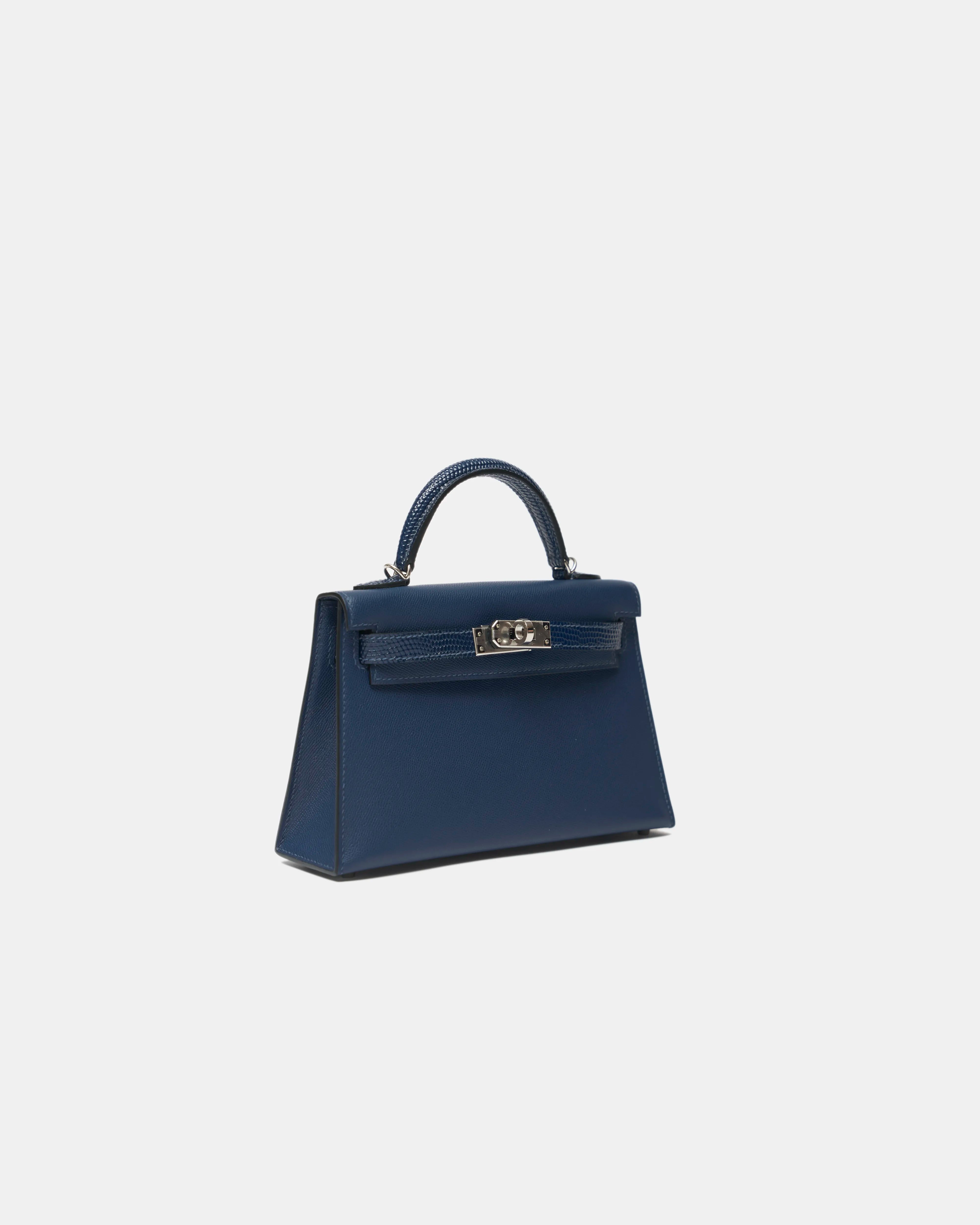 Hermès Mini Kelly Navy Lizard  Madame Leather PHW