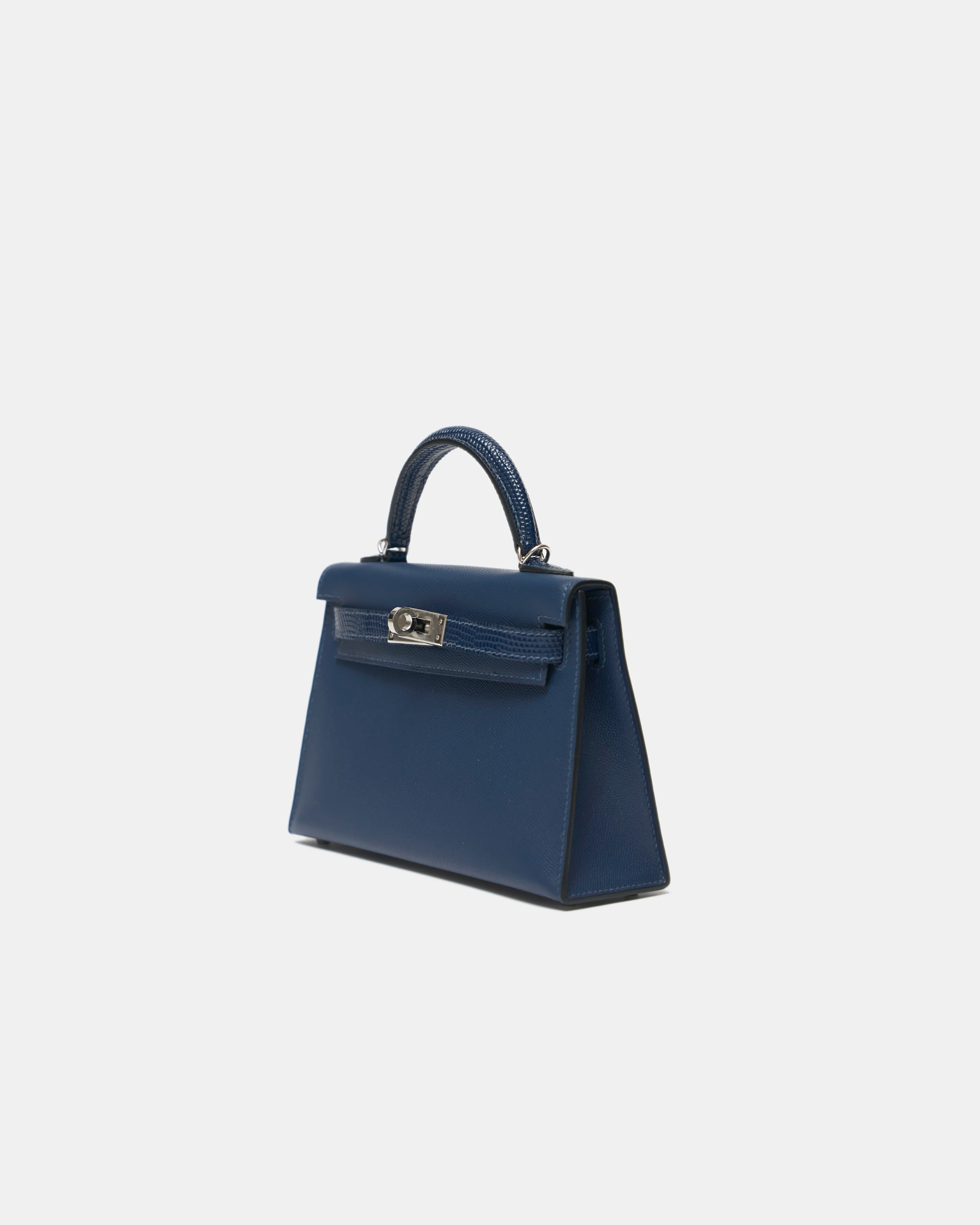 Hermès Mini Kelly Navy Lizard  Madame Leather PHW