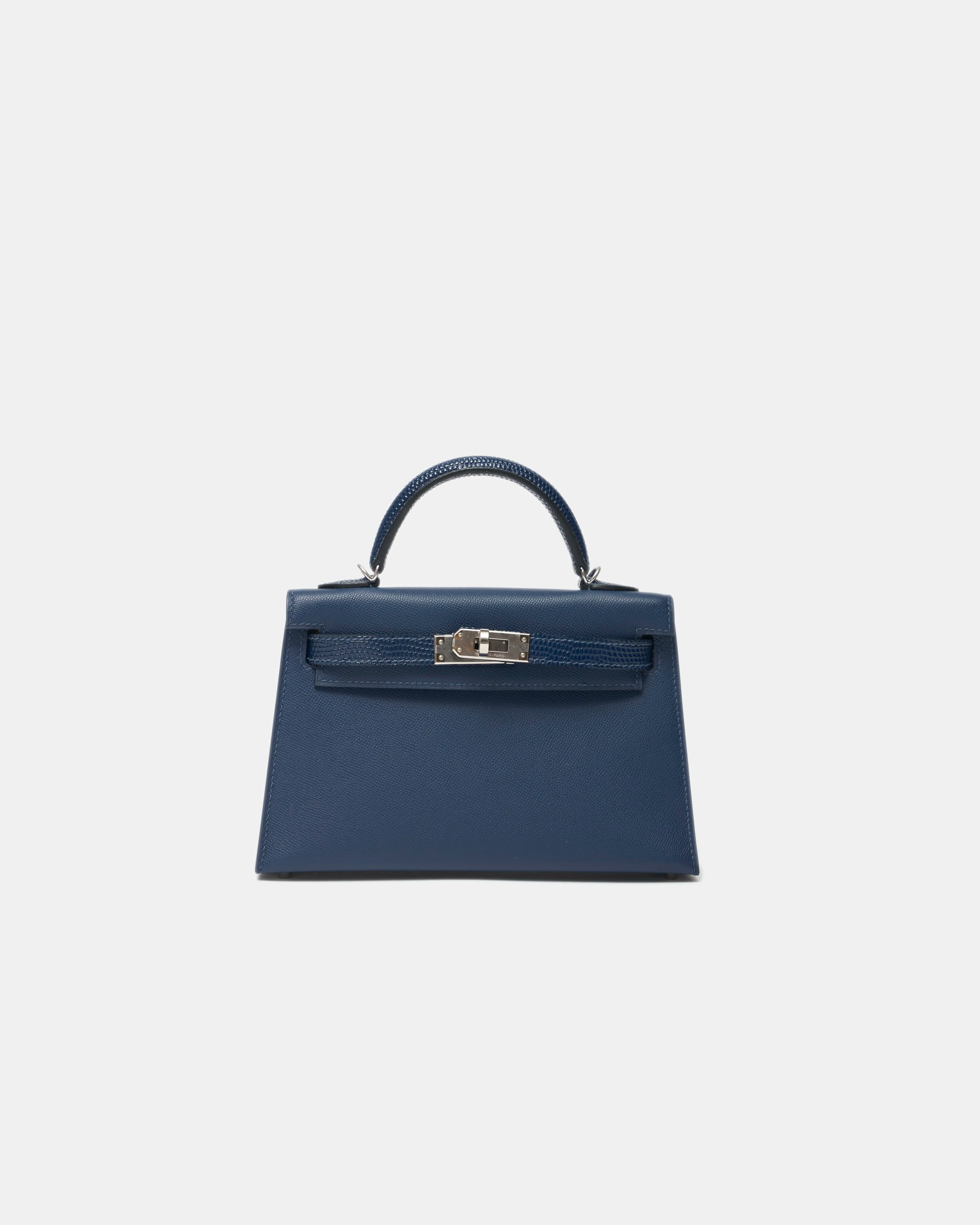 Hermès Mini Kelly Navy Lizard  Madame Leather PHW