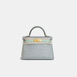 Hermès Kelly Mini 20 Gris Perle/Vert d'Eau Matte Alligator GHW