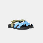 Hermès Chypre Bleu Cameo/ Vert Celadon Suede Sandals