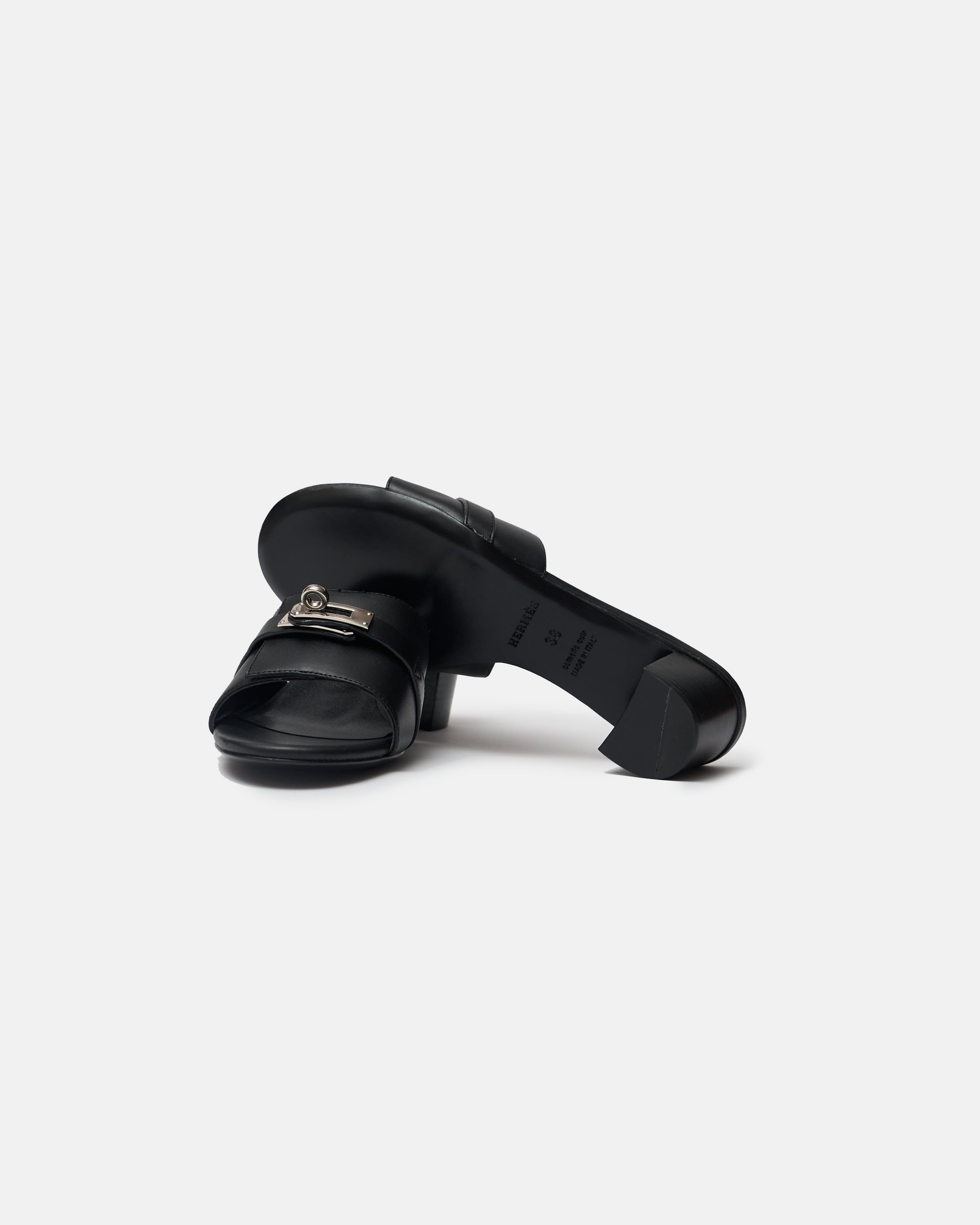 Hermès Candy Black PHW Sandals