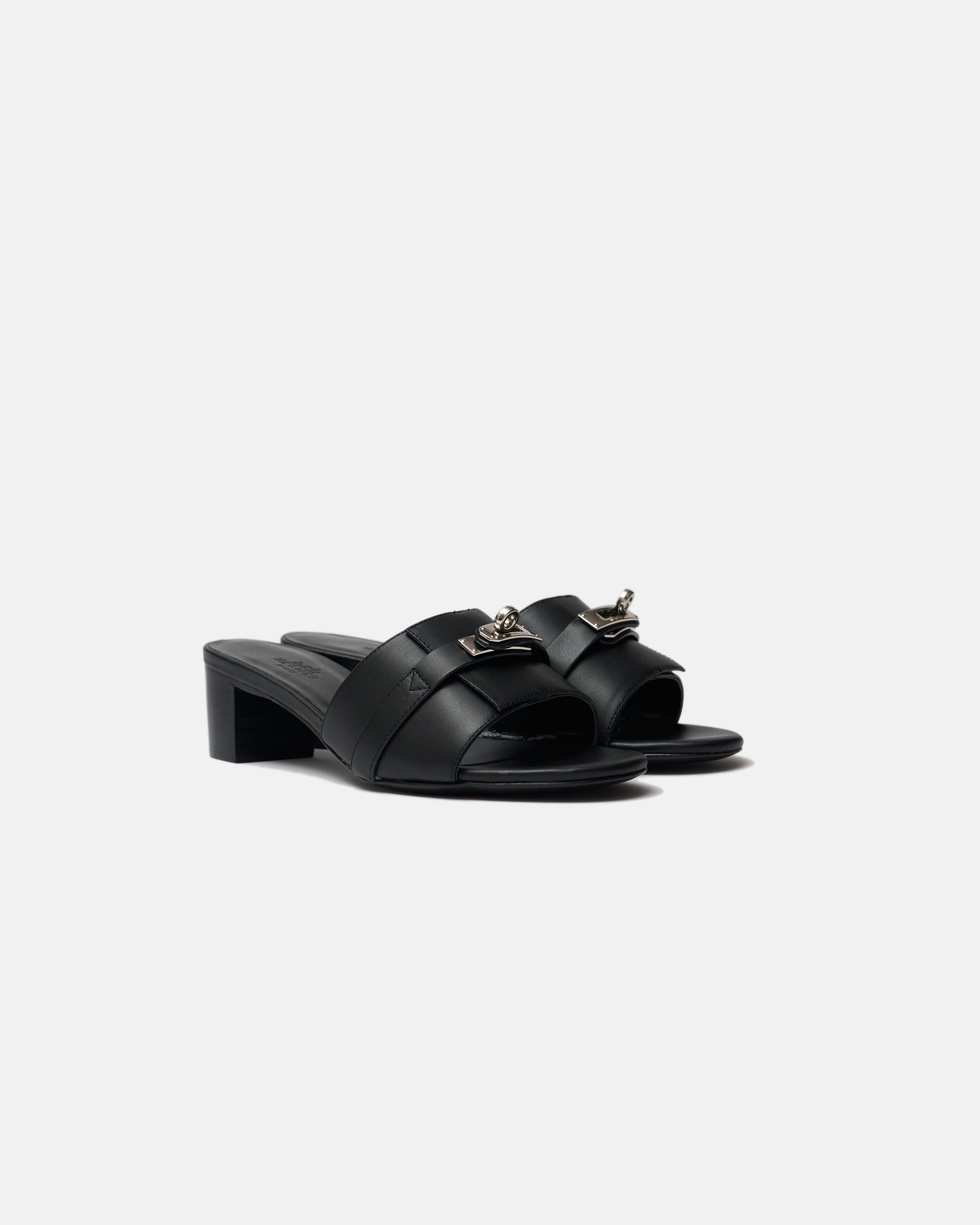 Hermès Candy Black PHW Sandals