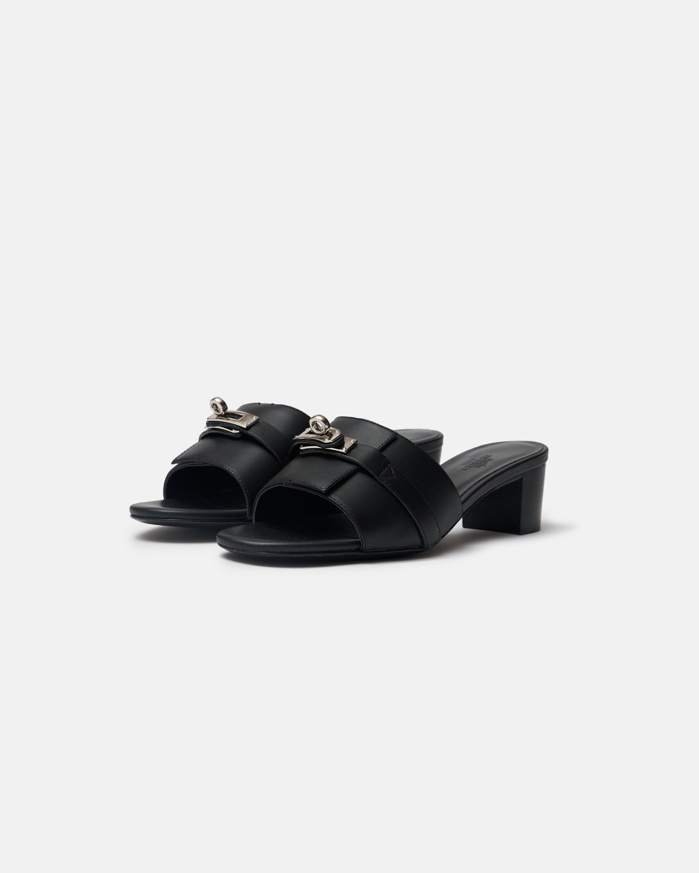 Hermès Candy Black PHW Sandals