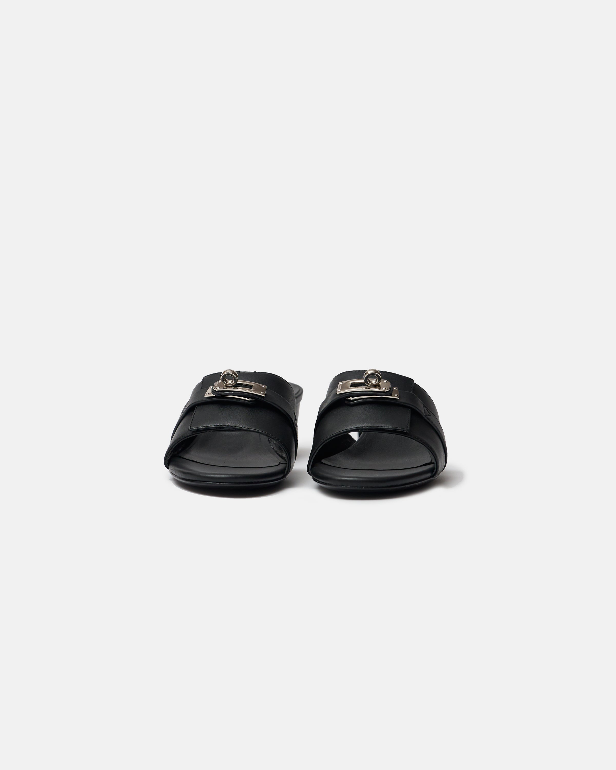 Hermès Candy Black PHW Sandals