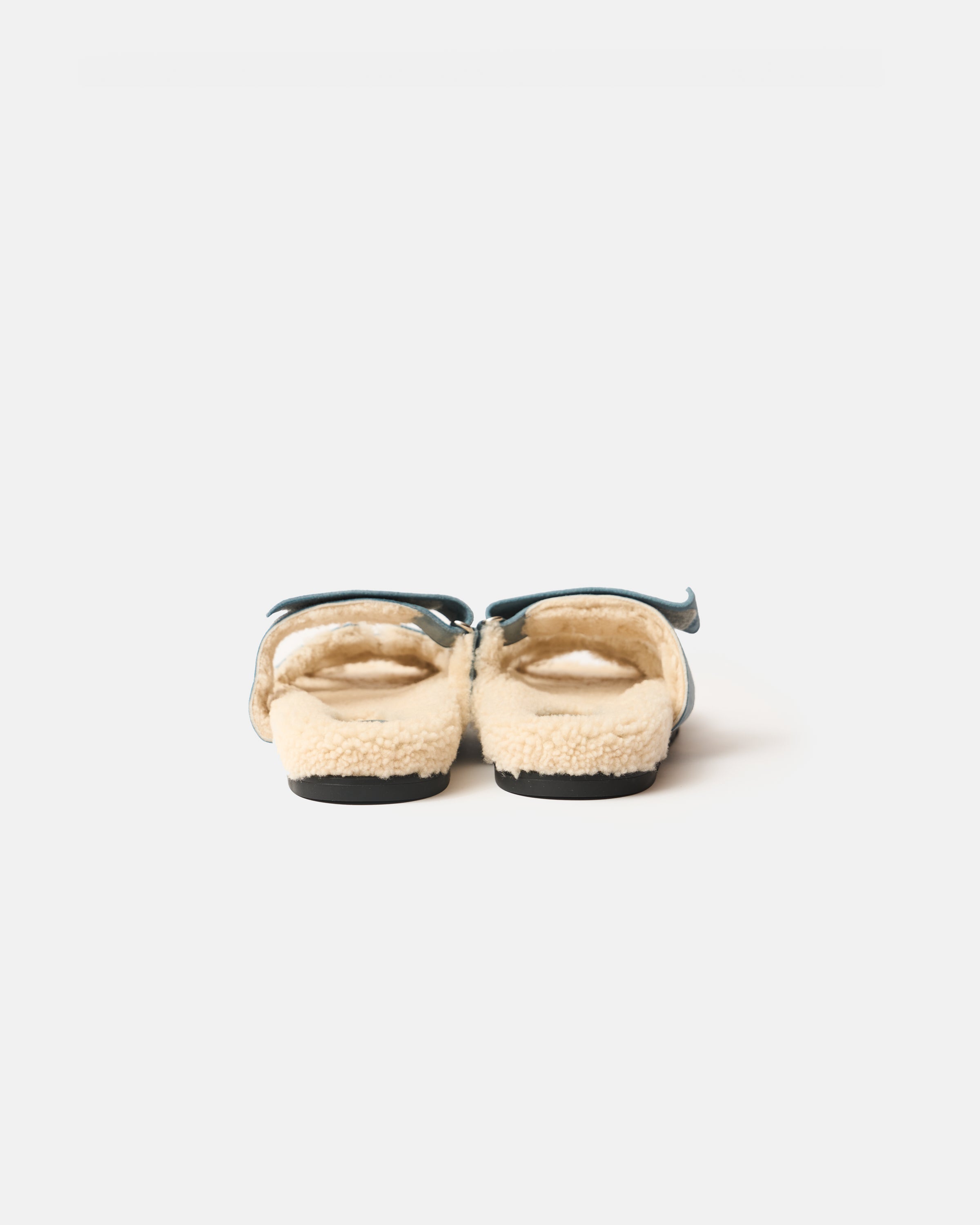 Hermès Chypre Peau Lainee Bleu Pinède / Écru Sandals
