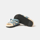 Hermès Chypre Peau Lainee Bleu Pinède / Écru Sandals