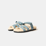 Hermès Chypre Peau Lainee Bleu Pinède / Écru Sandals