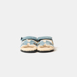 Hermès Chypre Peau Lainee Bleu Pinède / Écru Sandals