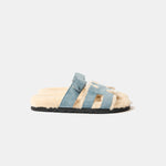 Hermès Chypre Peau Lainee Bleu Pinède / Écru Sandals