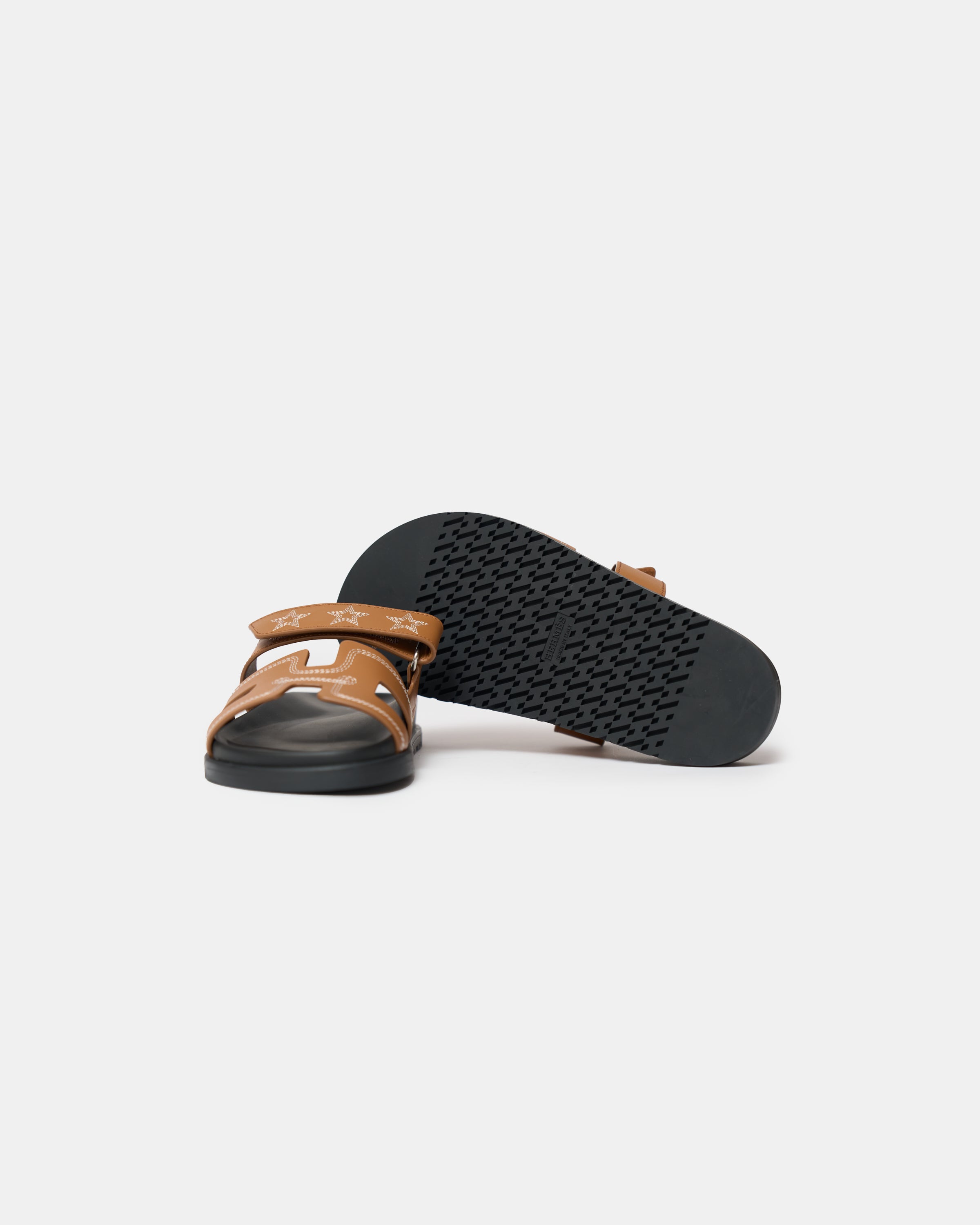 Hermès Chypre Naturel Embroidered Calfskin Sandals