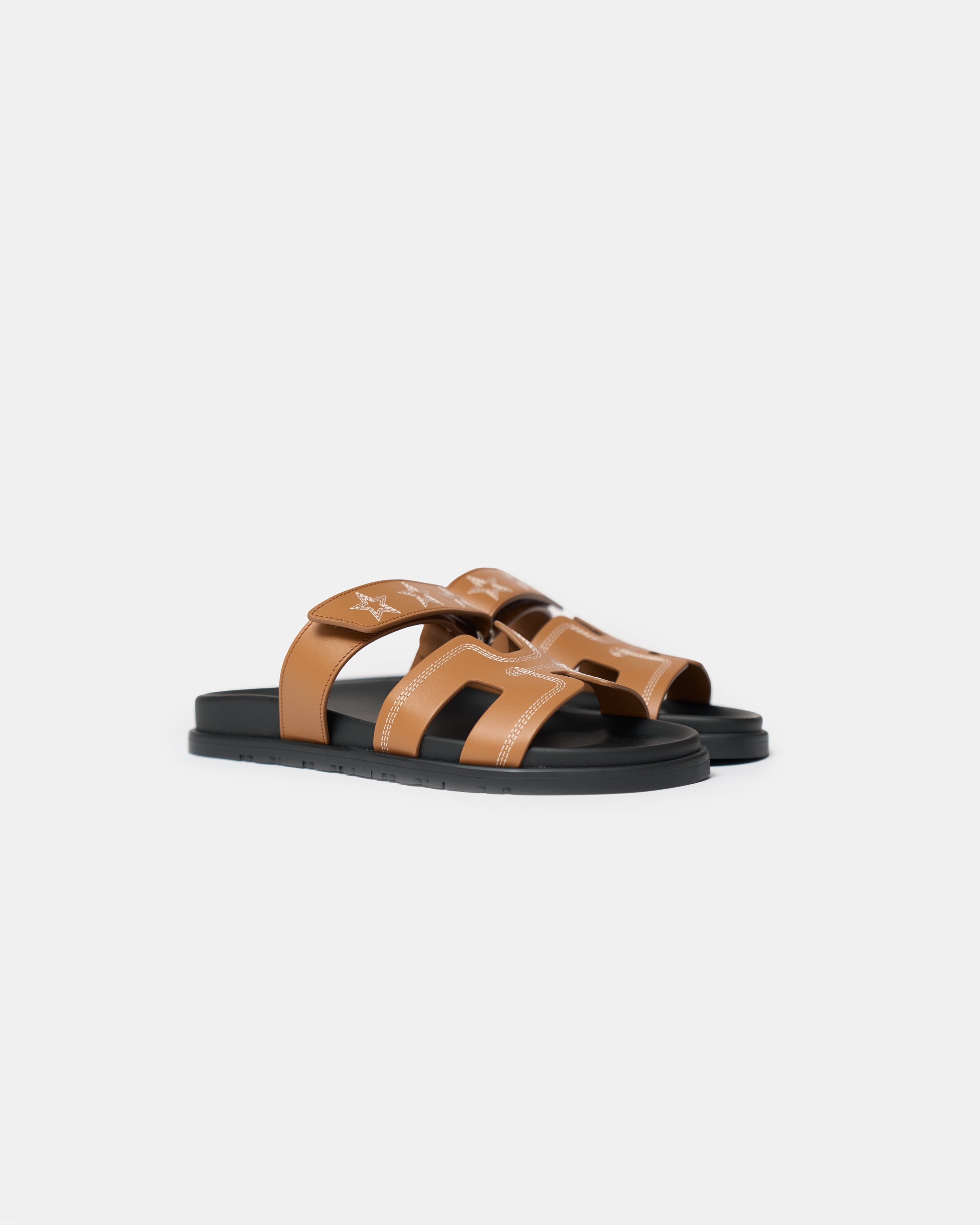 Hermès Chypre Naturel Embroidered Calfskin Sandals
