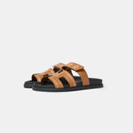 Hermès Chypre Naturel Embroidered Calfskin Sandals