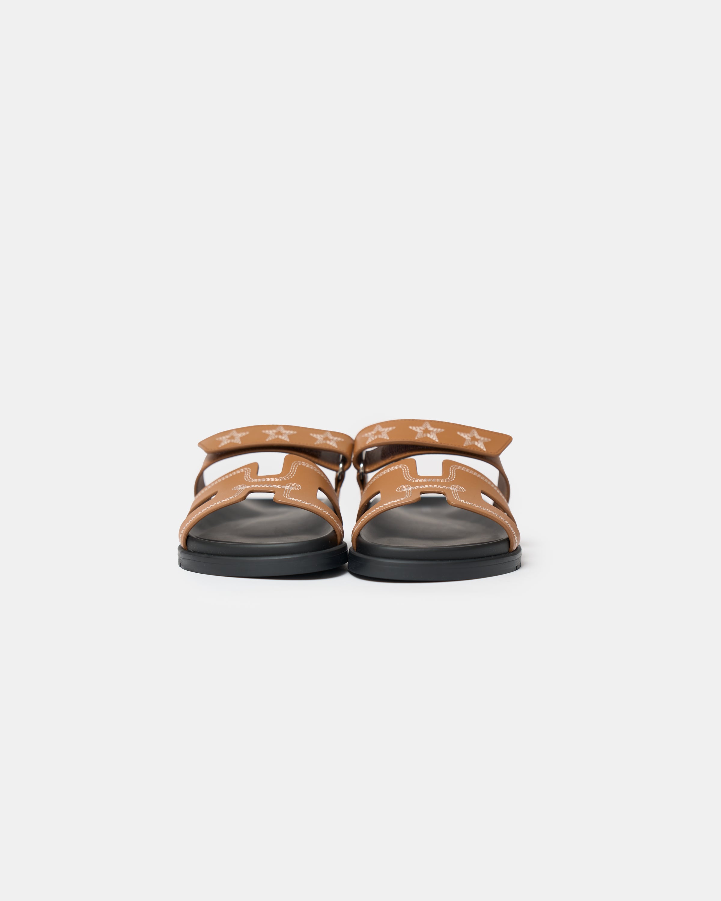 Hermès Chypre Naturel Embroidered Calfskin Sandals