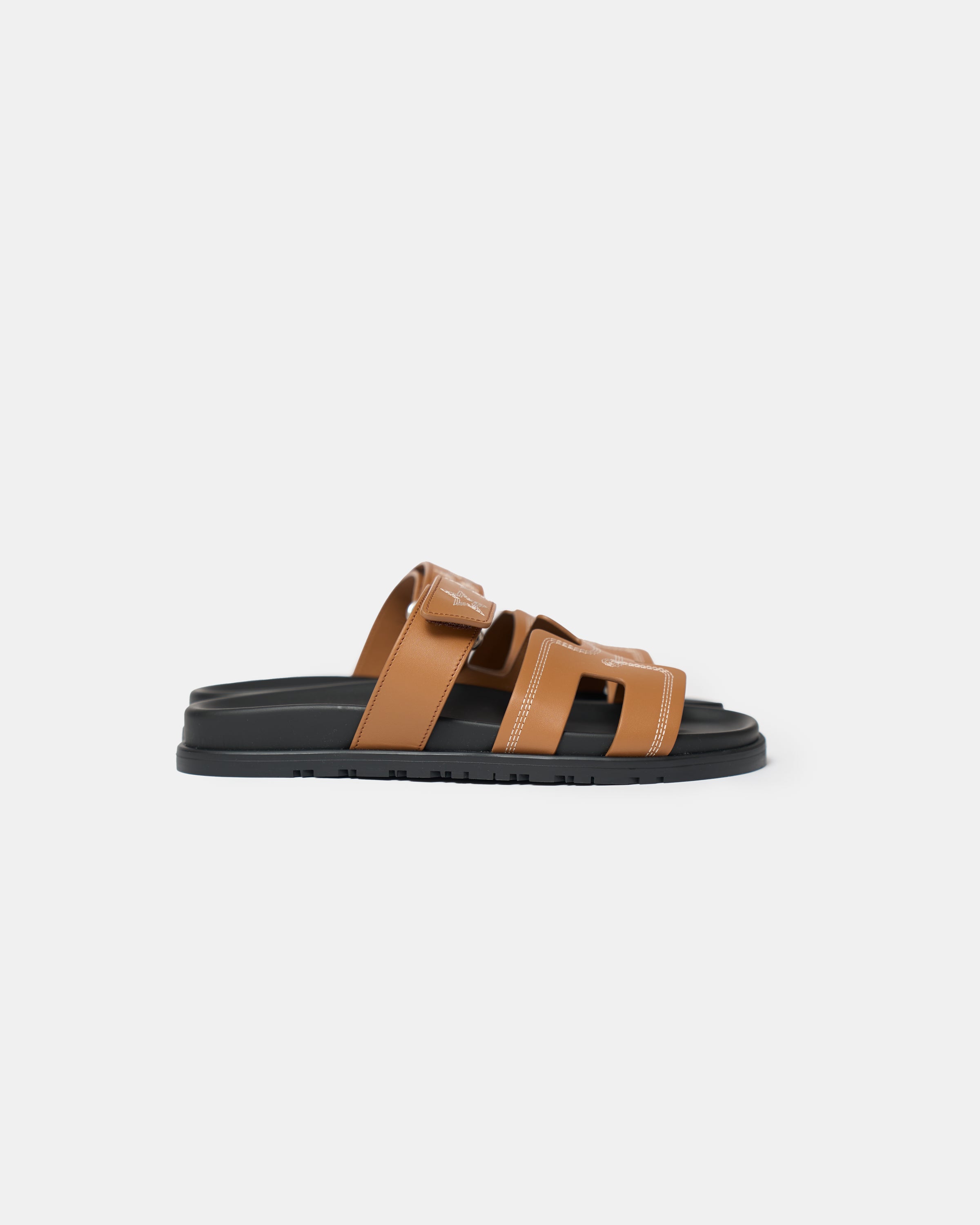 Hermès Chypre Naturel Embroidered Calfskin Sandals