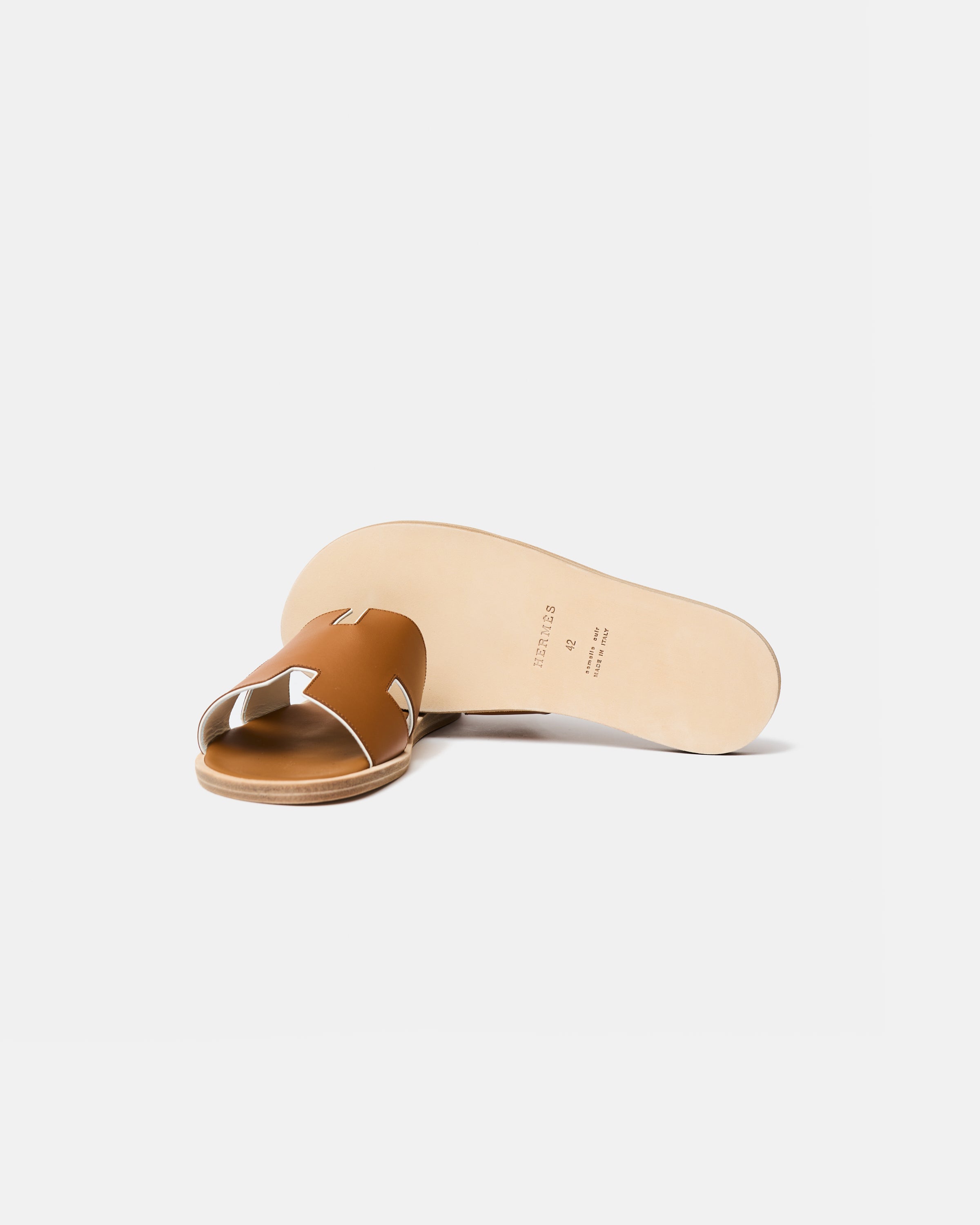 Hermès Izmir Naturel/Blanc Sandals