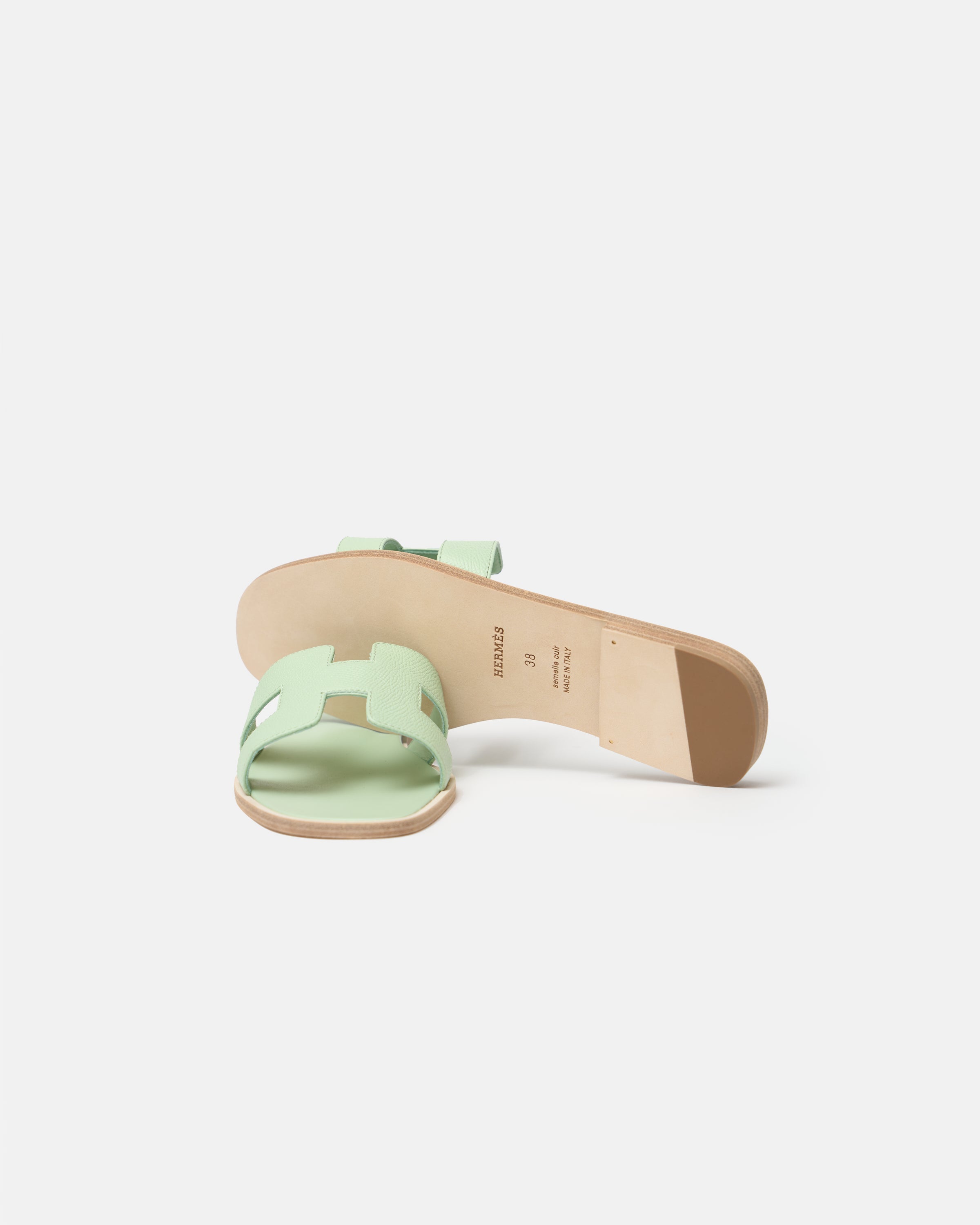 Hermès Oran Vert Jade Epsom Sandals