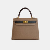 Hermès Kelly Tricolore Sellier 25 Etoupe / Ardoise / Black Epsom GHW