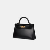 Hermes Mini Kelly 20 Black Box Leather GHW