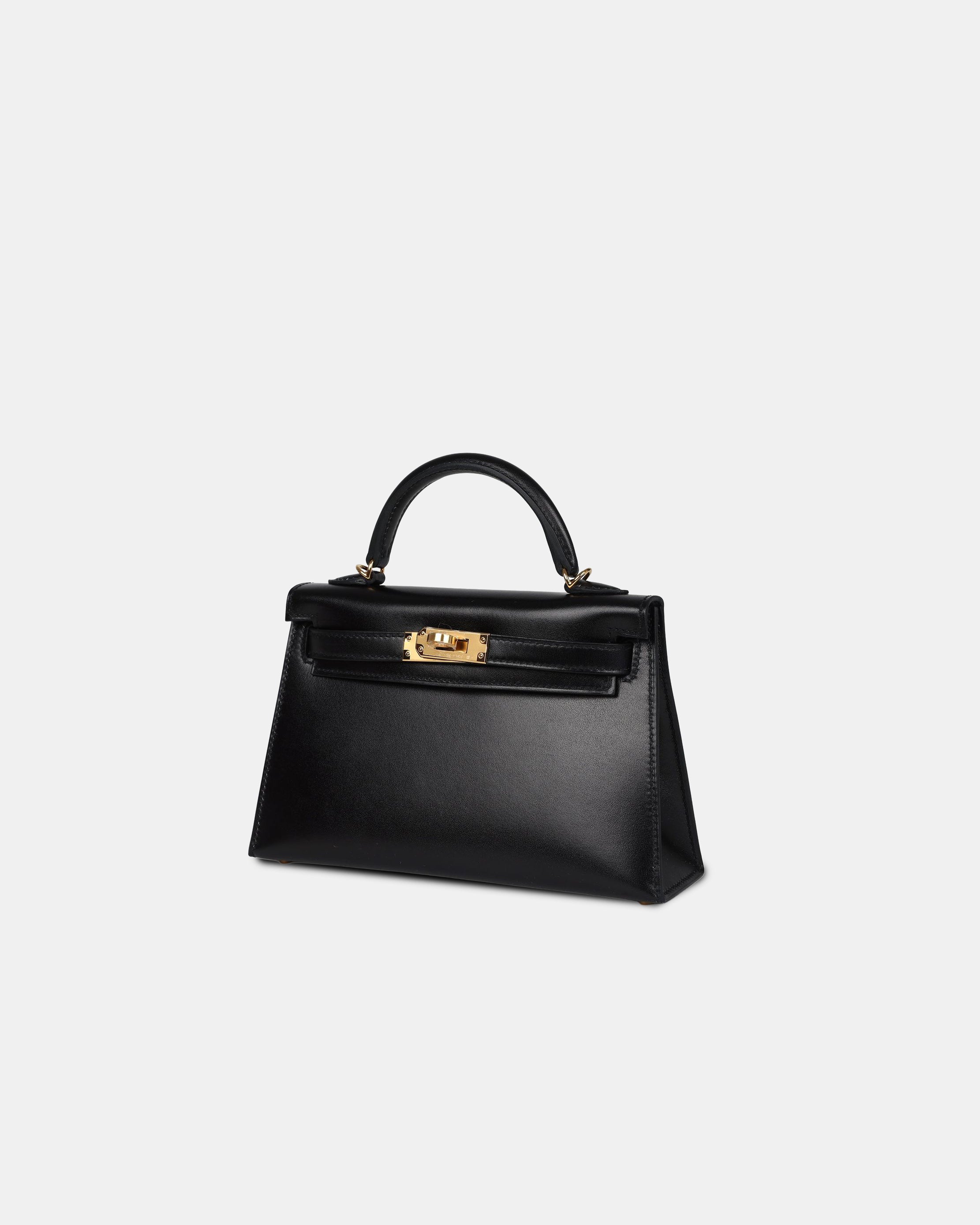 Hermes Mini Kelly 20 Black Box Leather GHW