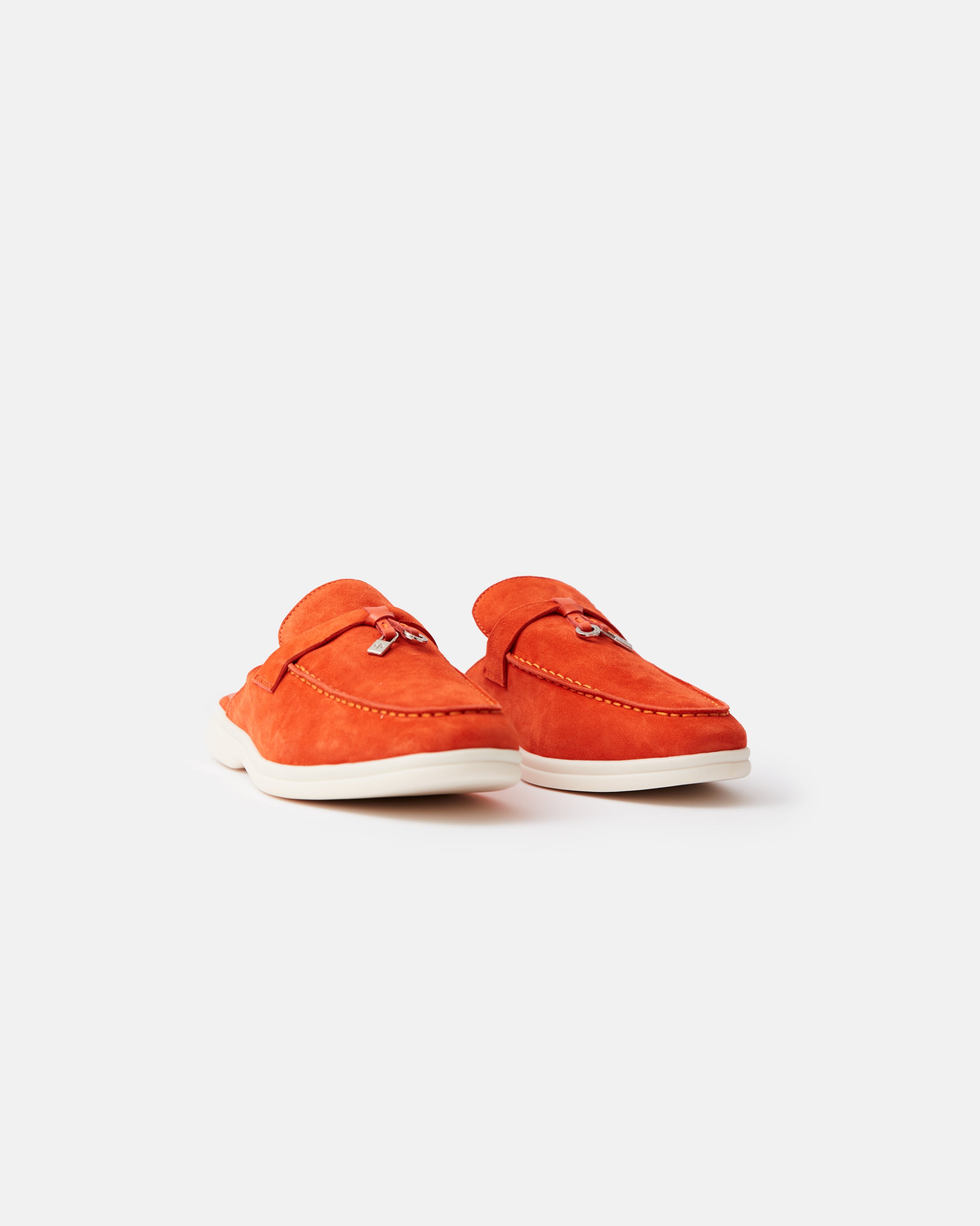 Loro Piana Summer Charms Walk Babouche Orange Loafers