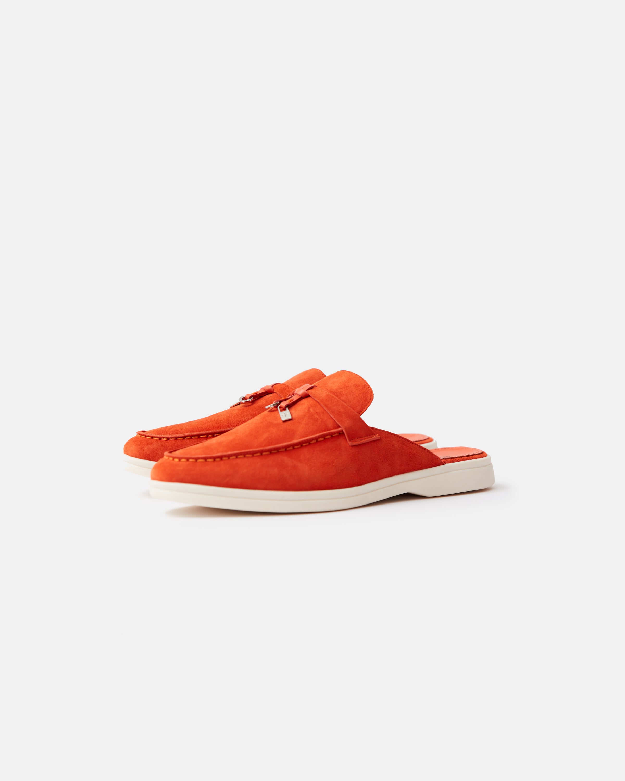 Loro Piana Summer Charms Walk Babouche Orange Loafers