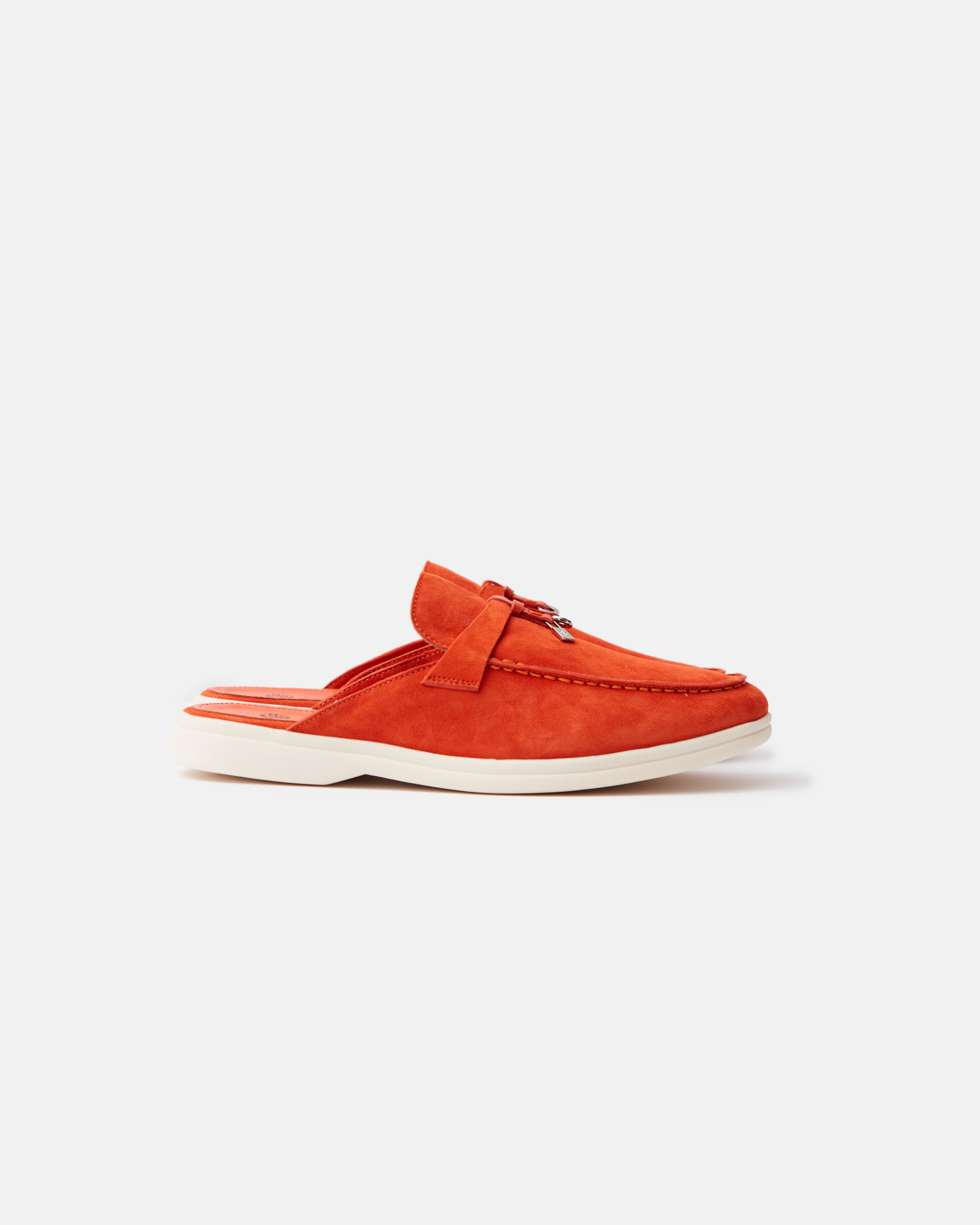 Loro Piana Summer Charms Walk Babouche Orange Loafers