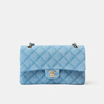 Chanel Classic Double Flap Medium Light Blue Denim GHW