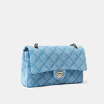 Chanel Classic Double Flap Medium Light Blue Denim GHW