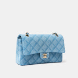 Chanel Classic Double Flap Medium Light Blue Denim GHW