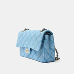 Chanel Classic Double Flap Medium Light Blue Denim GHW