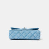 Chanel Classic Double Flap Medium Light Blue Denim GHW