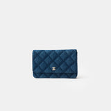 Chanel Classic Wallet On Chain Dark Blue Denim GHW