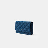 Chanel Classic Wallet On Chain Dark Blue Denim GHW