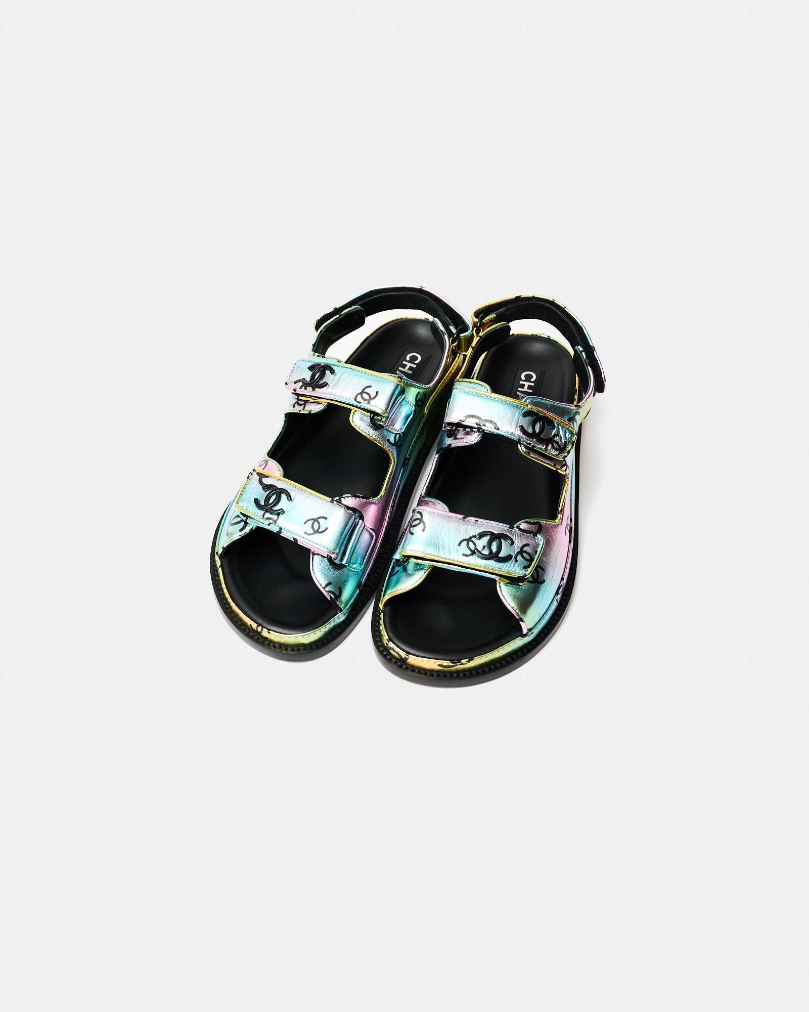 Chanel Multicolor Laminated Calfskin Dad Sandals