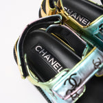 Chanel Multicolor Laminated Calfskin Dad Sandals 37.5