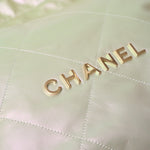 Chanel 22 Light Green Lambskin Gold-Tone Metal